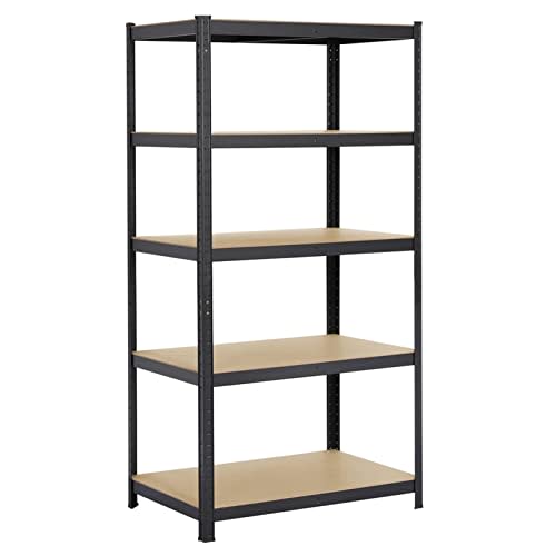 Yaheetech Steel Kitchen Rack, 5-Tier, 120cm Wide, 45cm Deep, 180cm High, Includes Gloves, Adjustable Height, Freely Combinable Storage Shelving, Stain