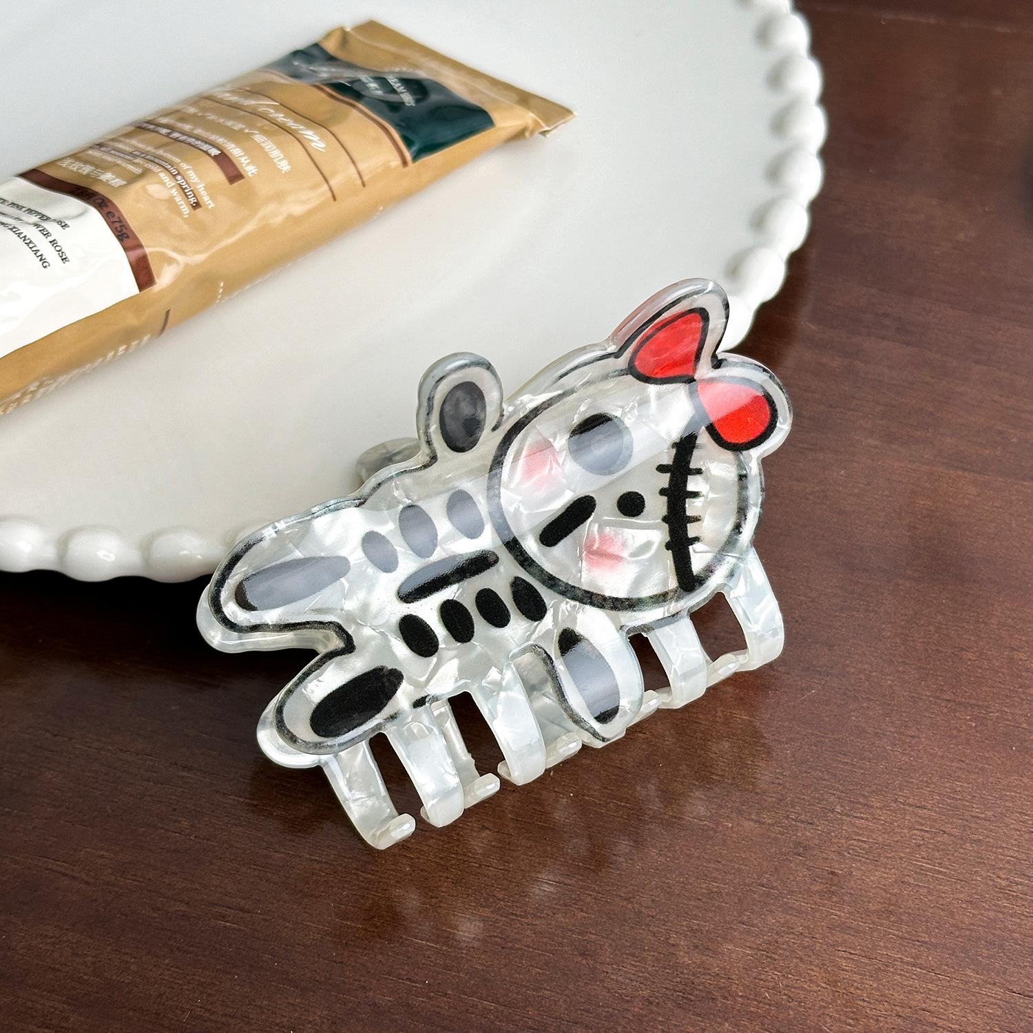 

Dark Unique Style Halloween Hair Clips With Pumpkin And Ghost Designs For Women White Skeleton