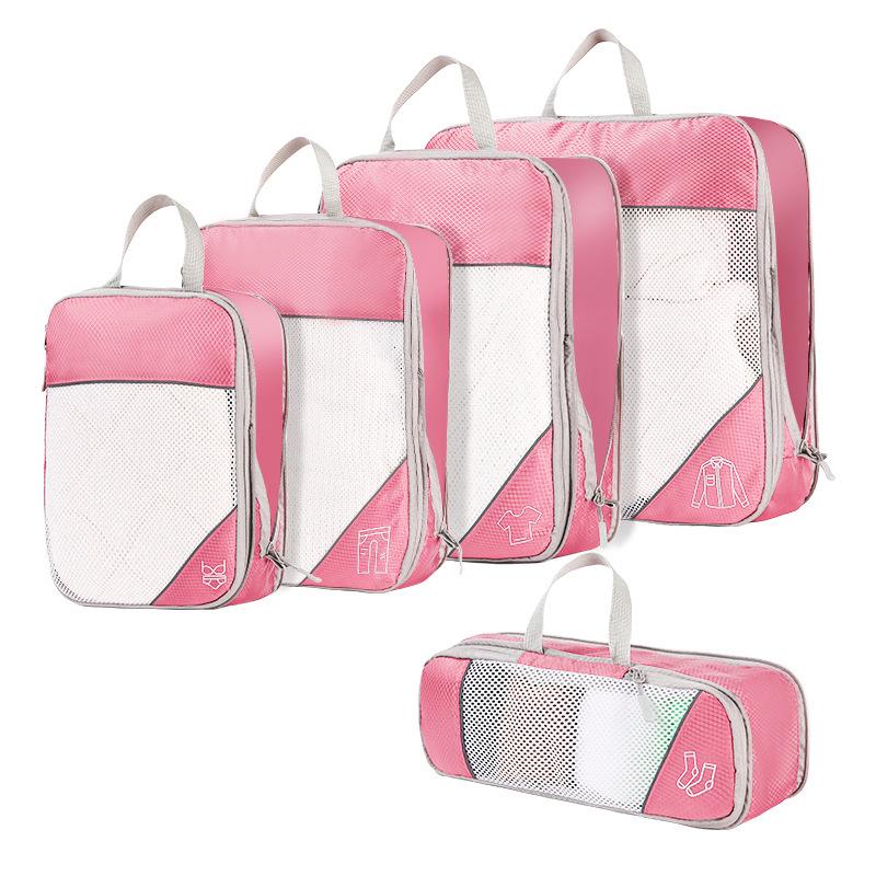 Four-Piece Compression and Moisture-Proof Travel Storage Bag Set for Luggage, Toiletries, and Makeup