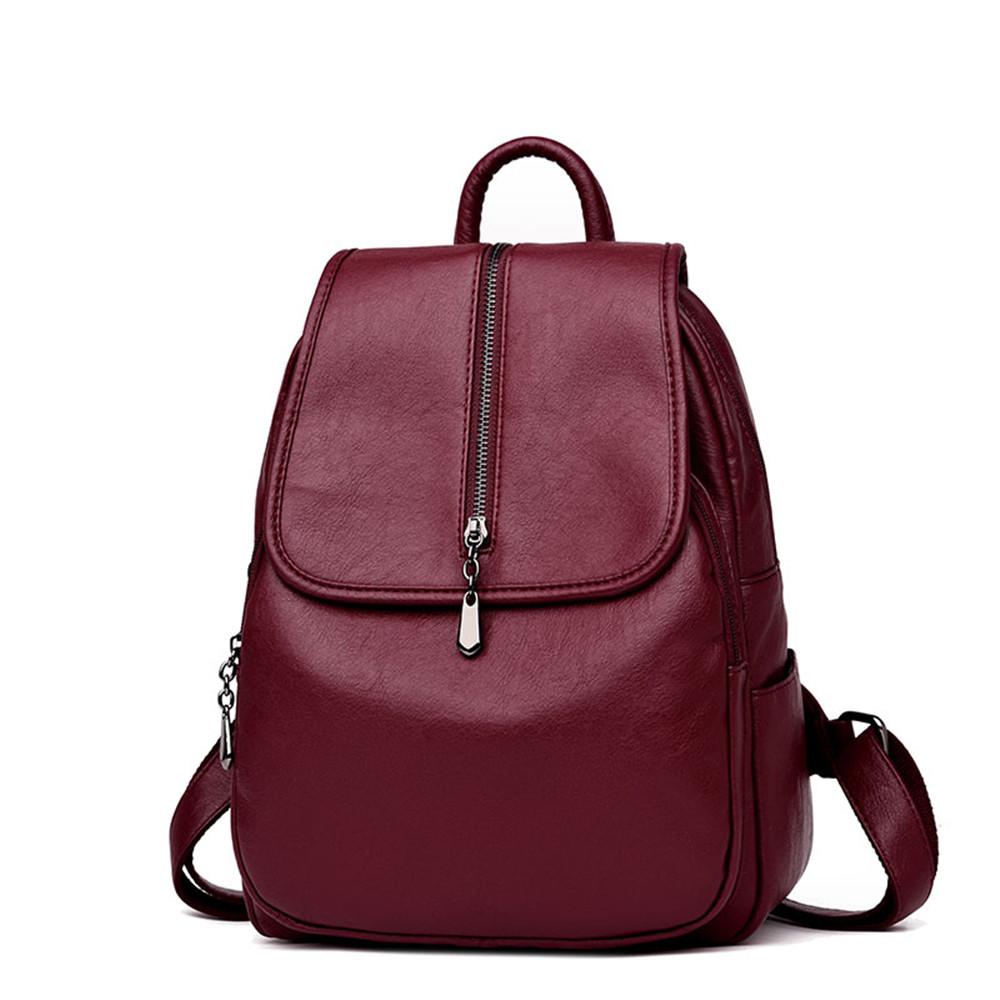 High Quality Women's PU Leather School Backpack College Style Travel Shoulder Bag