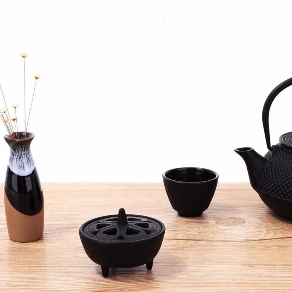 Mini Cast Iron Cone Incense Burner Heat Resistance Creative Cast Iron Incense Holder Retro Lotus Shaped Cast Iron Incense Censer