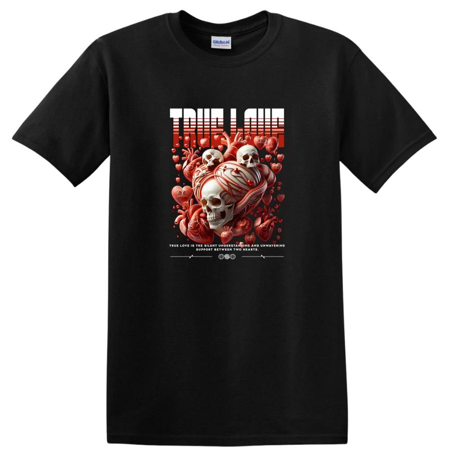 Skull Heart Art T Shirt for Gothic Lovers, Anatomy Tee with Red Design L