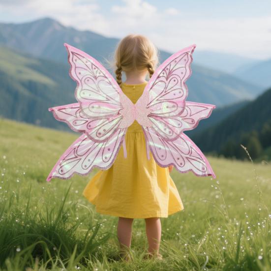 Fairy Wings for Girls Glitter Transparent Butterfly Wings Fairy Costume Halloween Angel Elf Dress Up Accessories for Masquerade Photography