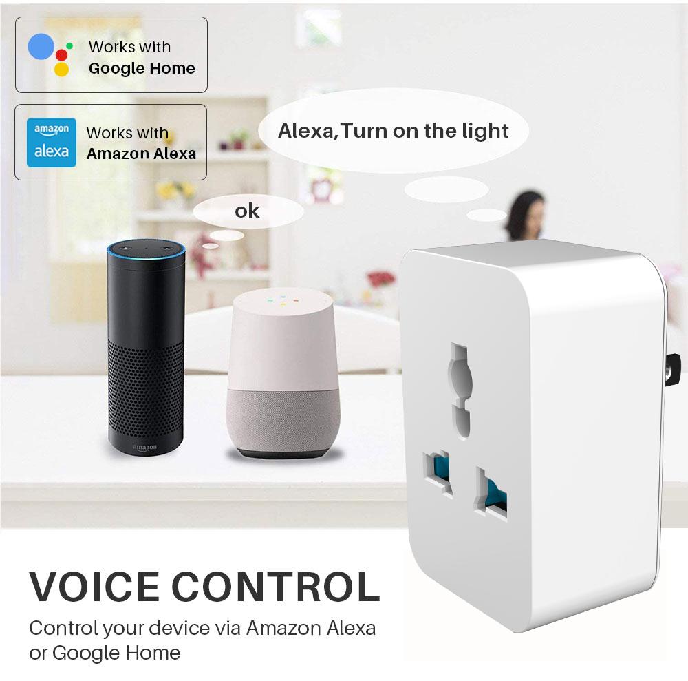 Tuya Smart Wifi Universal Socket 15A App Remote Control Eu Plug Universal Power Socket Works with Alexa Google Home