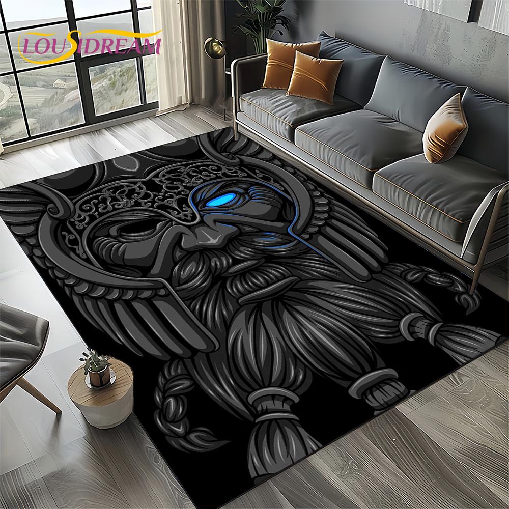 Odin Simbolo Vichingo Valknut Nordico Valhalla Tappeto Tappetino per Soggiorno Camera da Letto Casa Decorazione Divano, Tappeto da Area Tappetino Antiscivolo per Pavimento