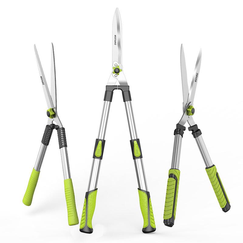 Nożyczki do żywopłotu o dużej długości, kowadło, antypoślizgowy uchwyt, narzędzie do przycinania ogrodu, grzechotka, cięcie gałęzi drzew, narzędzia ogrodowe