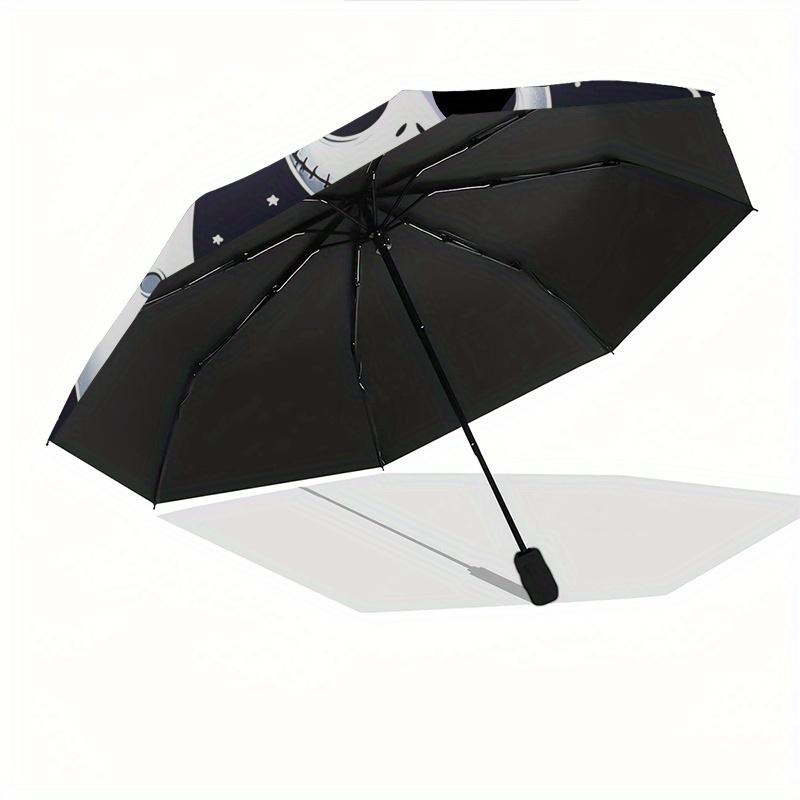 1 Auto Open Moonlight, Skeleton Themed Colorful 8 rib Portable Umbrella for Men and Women, A Compact Commuting Companion Suitable for Daily