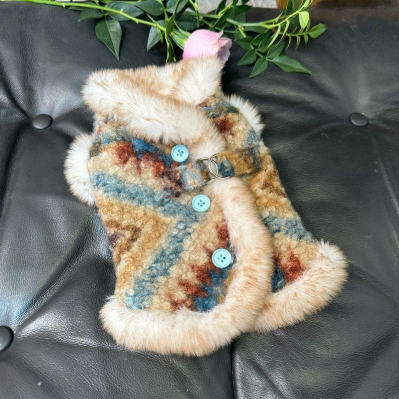 Warm Winter Dog Vest Small Medium Breeds Poodle Teddy Fleece Lined Hoodie Style Pet Coat