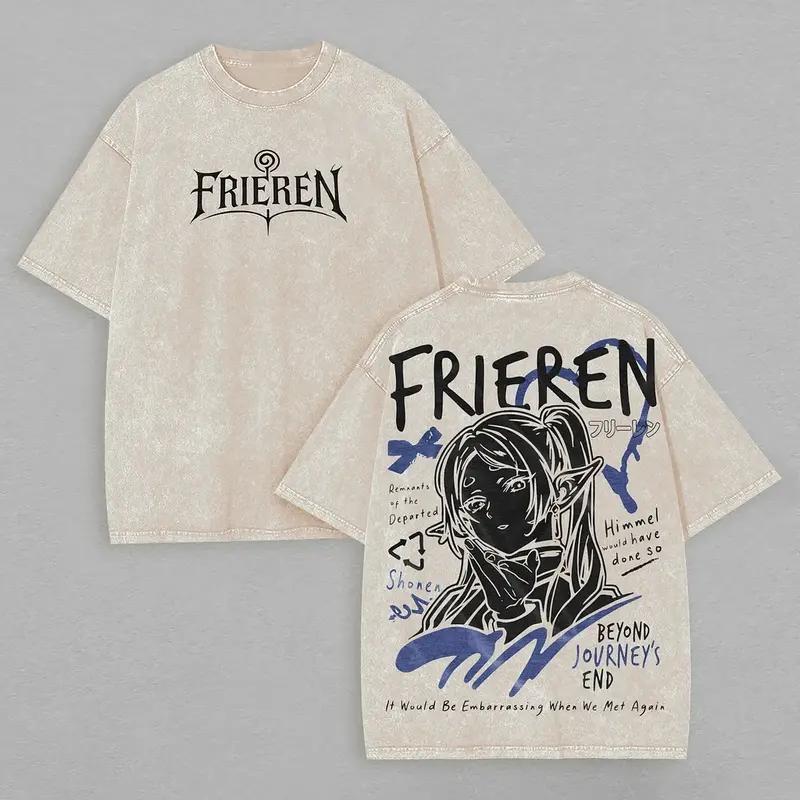 

Frieren: Beyond Journey s End Print Tee Men Women Washed Cotton T-shirts Manga Vintage T Shirt Harajuku Male Short Sleeve Tshirt XXL бежевый