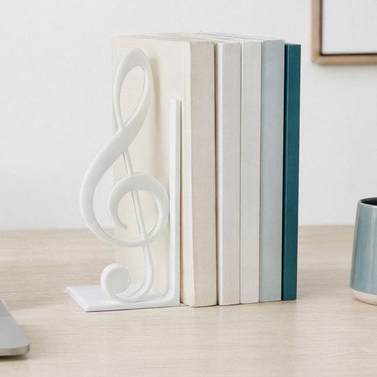 3D Printed Treble Clef Bookends, Music Note Shelf Organizer, Non-Slip Modern Bookend with Stable Support, Sturdy Music Themed Book Stand for Desk