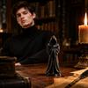 3D Printed Hooded Robe Figurine Mysterious Cloaked Statue Decorative Sculpture for Home Office Desk Display and Collection