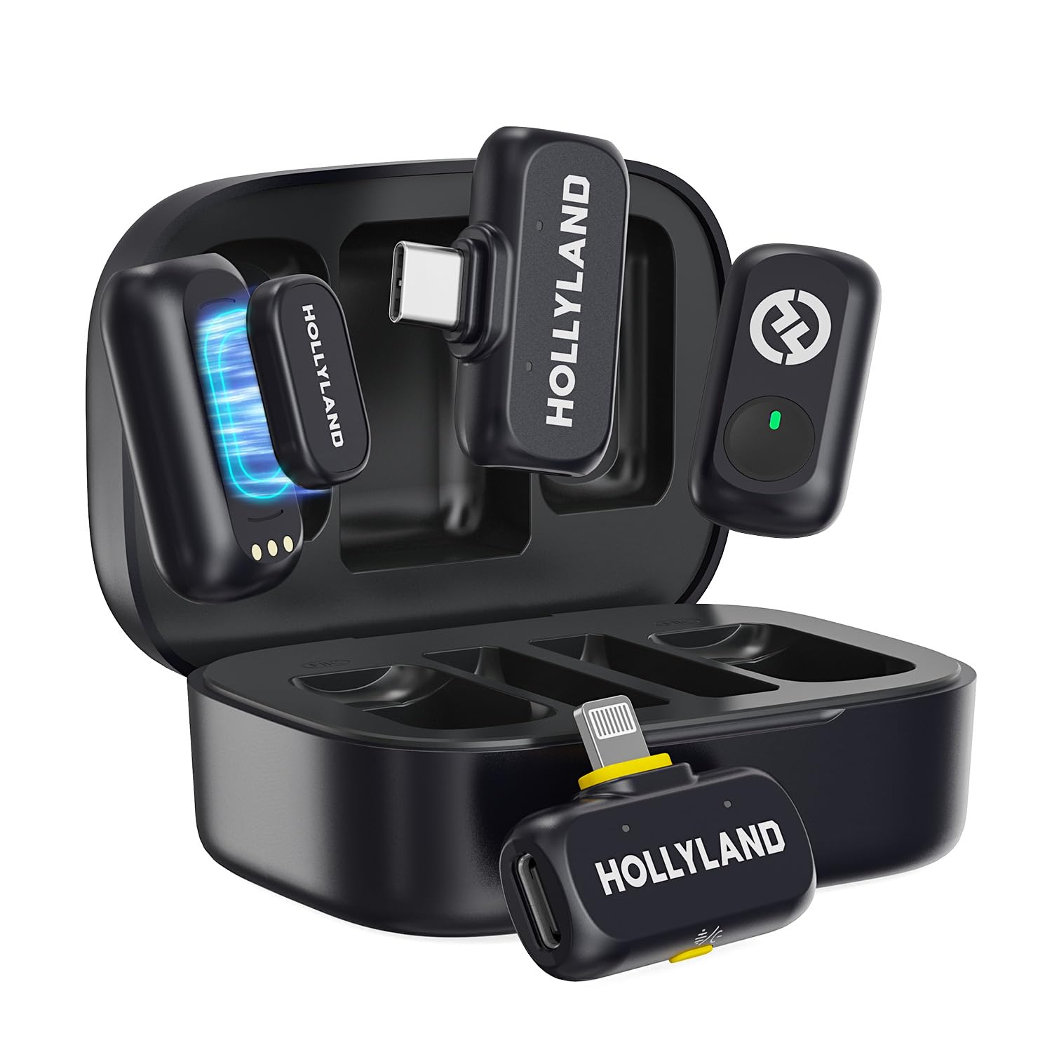 

Hollyland LARK A1 Combo Wireless Microphone Lapel Microphone for iPhone Android Mini Microphone with Sound Instant Noise EQ Reverb 200m Transmission чёрный