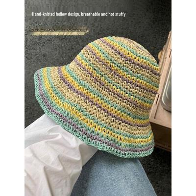 Chapeau de Soleil de Plage Pliable en Paille pour Femme
