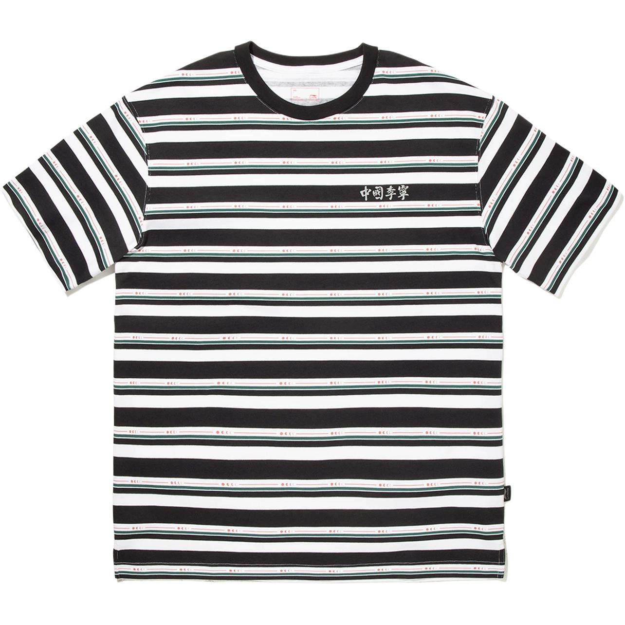

Li-Ning Comfortable Casual Versatile Striped Splicing Short Sleeve T-Shirt Unisex Tops AHSV443-2 XL