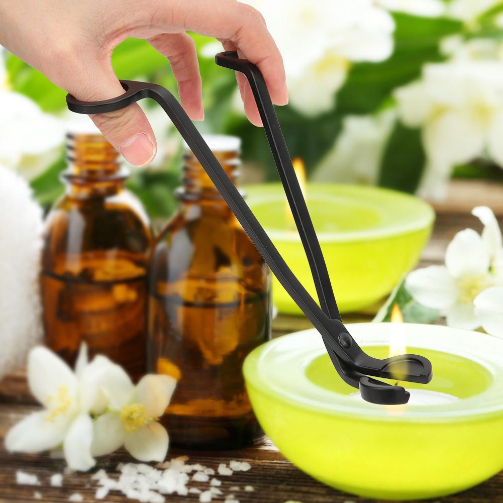 3PCS Stainless Steel Candle Fire Cover Wick Trimmer Scissors Candlewick Hook Accessories ToolBlack