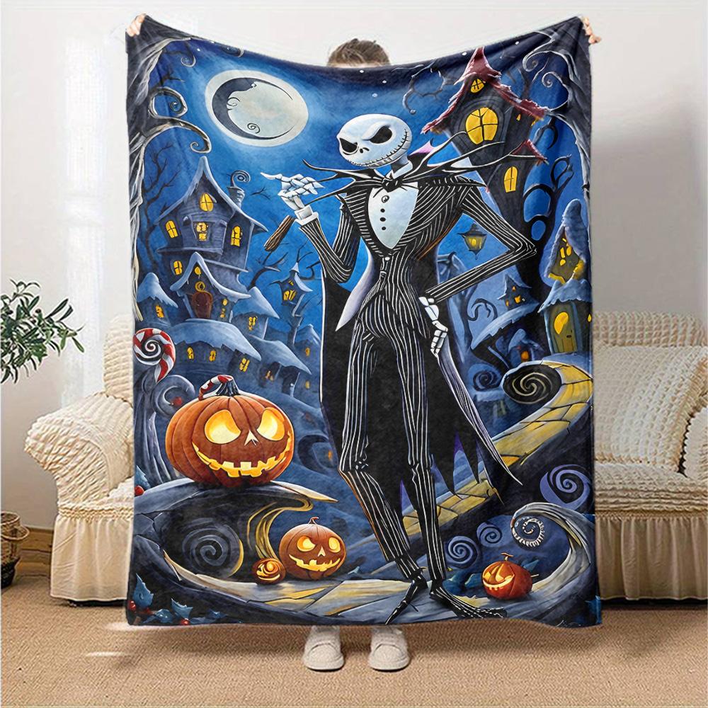 Jack Skellington Blanket Soft & Cozy Perfect for Livingroom Seaside Picnics All-Season Use Playful Design Birthday Christmas Gift Blanket