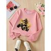 Yellow Atv Rider Adventure Splash Action Girls' Crew Neck Fashion Sweatshirt, Autumn and Winter Western Style Top, Children's Long Sleeved T-shirt