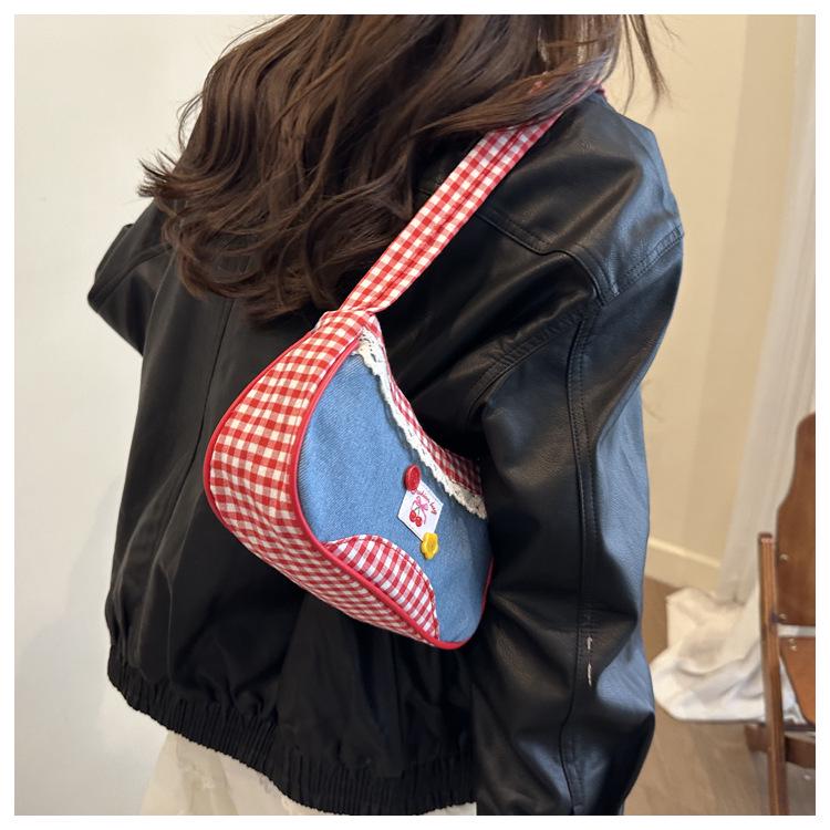 Korean Style Plaid Shoulder Bag - Cute, Fashionable, Versatile Underarm Bag for Women