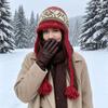 Woolen Jacquard Knitted Hat Tassel Ear Cap Fashion Lei Feng Cap  Autumn