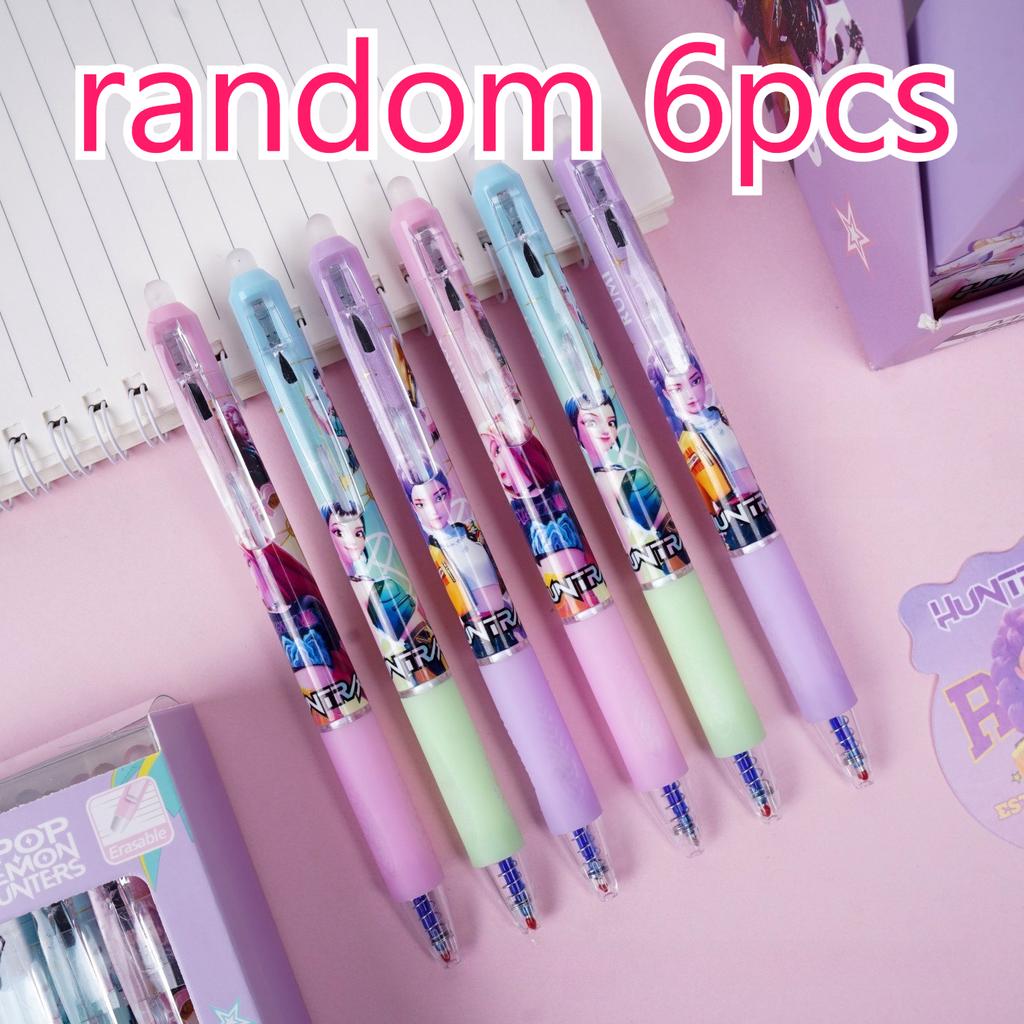 Cute High-Value  Press Erasable Pens Kpop Demon Hunters 0.5mm Gel Pens Creative Student School Stationery Supplies