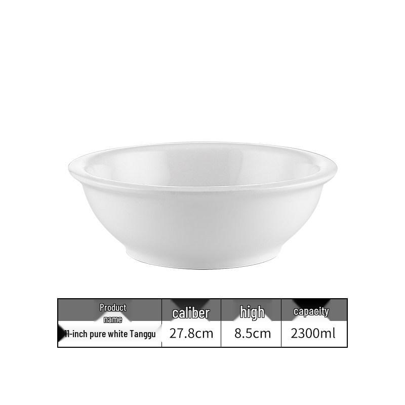 Large Pure White Ceramic Soup Bowl for Home or Restaurant.