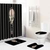 Skull Shower Curtain Floor Mat Combination Four-Piece Set Bathroom Toilet Carpet Shower Room Mat Foot Mat