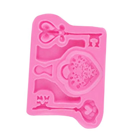 Heart Lock Key Shape Silicone Cake Mold Fondant Chocolate Candy DIY Baking Tool