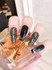 Trendy Black Cat Eye Manicure Stickers Sparkling Gems And Handcrafted Design