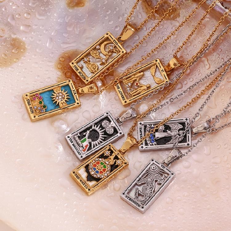 Trendy Minimalist Tarot Inspired Necklace With Creatvie Symbols And Lightweight Design For Comfortable Daily Wear