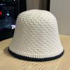 New Japanese-style Hollow Knit Bucket Hat for Spring and Autumn, Warm and Versatile, Makes the Face Look Smaller, Suitable for a Natural Look,