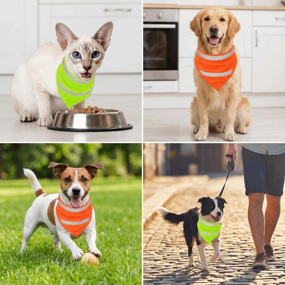 Reflective Dog Bandana Luminous Pet Neckerchief Soft Touch Dog Saliva Towel  Pet Grooming