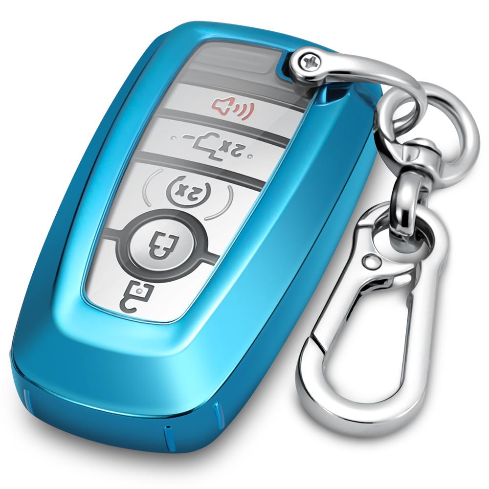 Key Fob Silicone TPU Cover Protective Case Fits for Ford F150 Edge Mustang Fusion Ecosport Explorer Expedition 5 Button