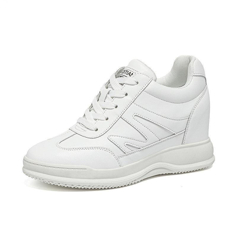 Inner heightening women's shoes new spring and autumn versatile sports and leisure high heels wear-resistant college little white shoes tide