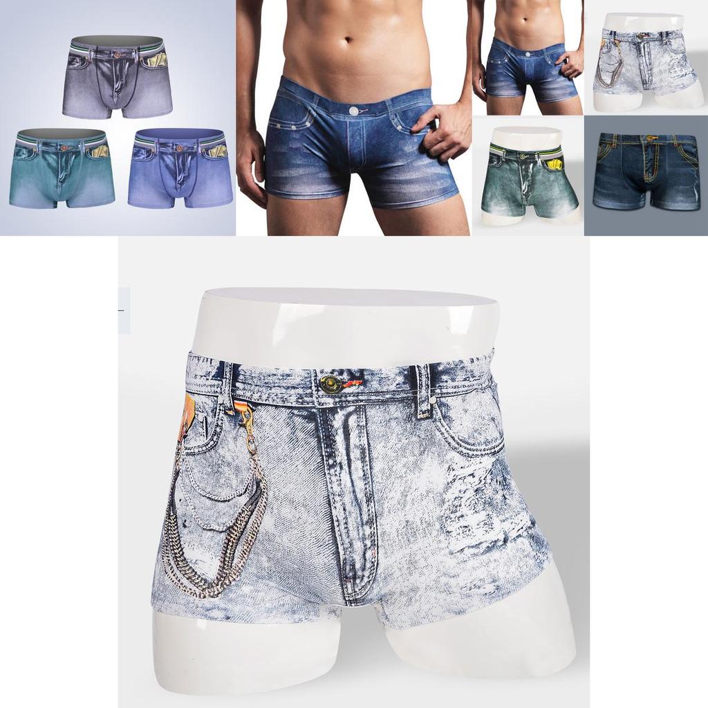 Hochwertige Herren-Baumwollshorts im europäischen und US-Stil Denim-Jeans Unterwäsche für Komfort