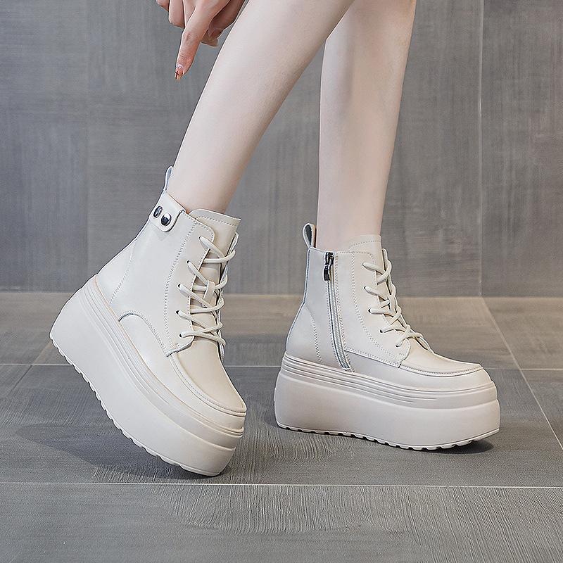 Autumn and Winter New Women's Medium-top Thick-soled Muffin Shoes Women's 2025 New Candy Color Round Head Fashion Simple Pure