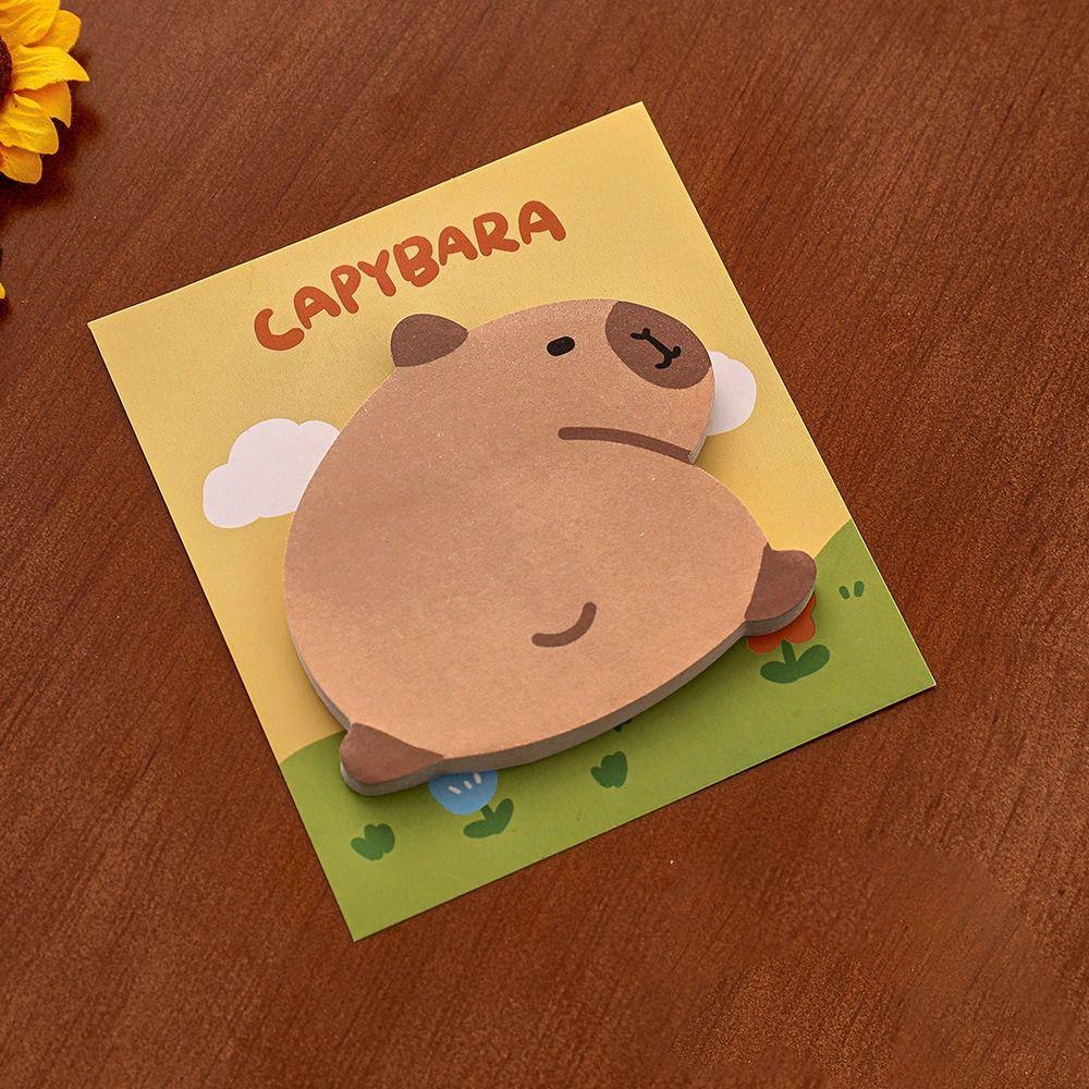 4 Pcs/Bag Durable N Times Sticky Notes Kawaii Message Paper Capybara Memo Pad  Students