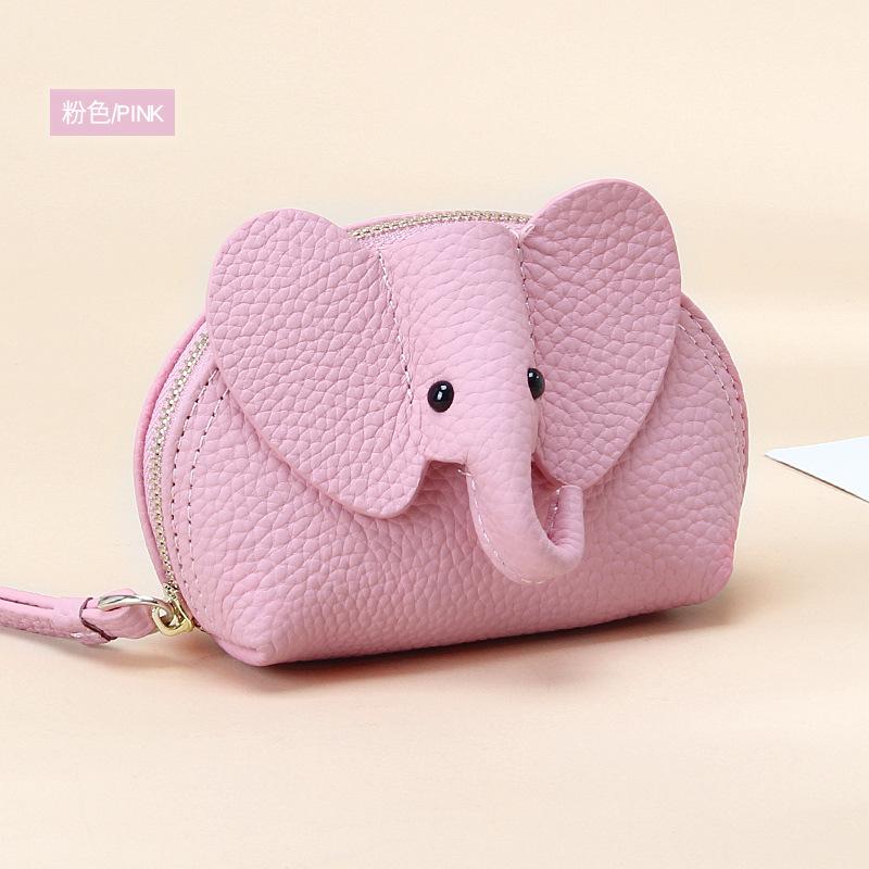 Creative style cute baby elephant zipper small wallet female fresh small leather coin change bag