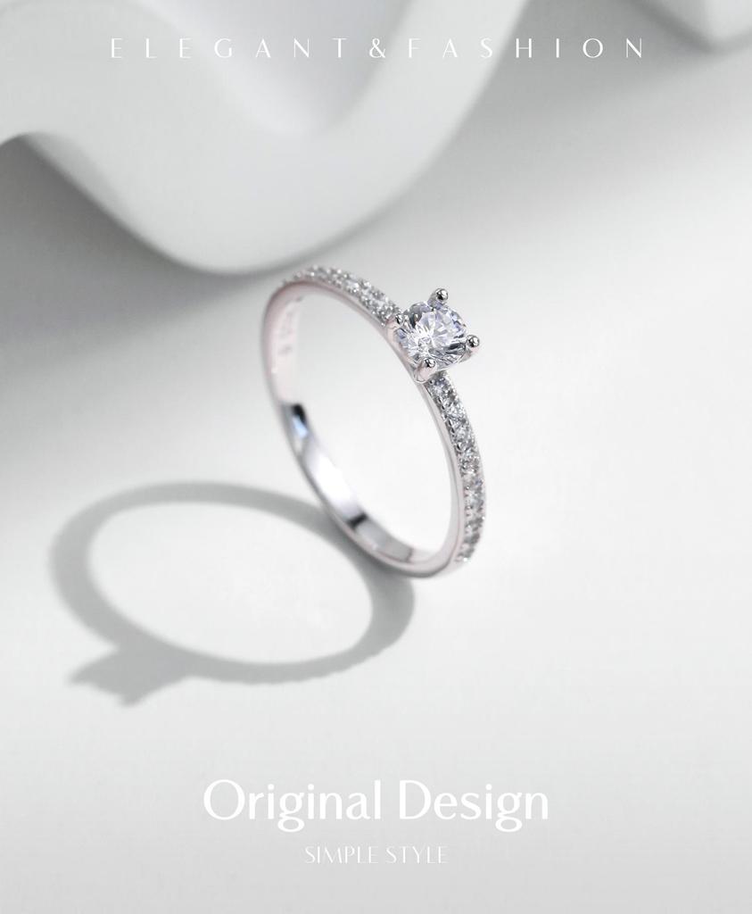 MODIAN Moissanite Engagement Ring for Women - D Color, S925 Silver, Luxury Niche Design with Shiny Pave Setting