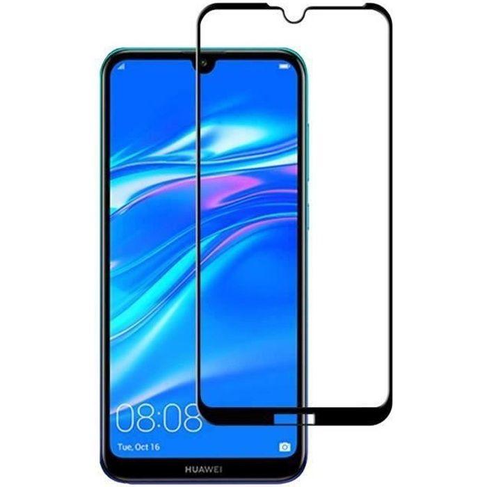Film de protection - Phonillico® - Huawei Y6 2019 - Verre Trempé Incurvé - Bord Noir - Résistant aux Rayures