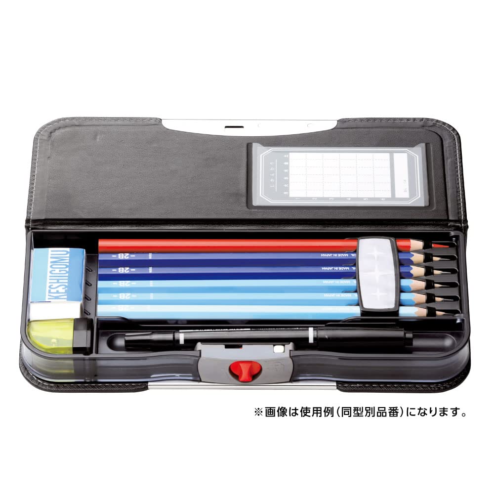 Sonic Brave Allock Slim Pencil Case with Clear Double-Sided Pouch, Black, FD-5670-D