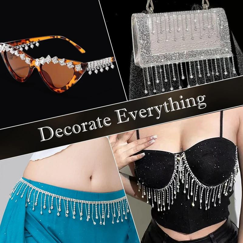90cm Crystal Tassel Claw Chain Sewing/Glue on Rhinestone Decorative Chain Craft DIY Wedding Dress Decorative Accessories