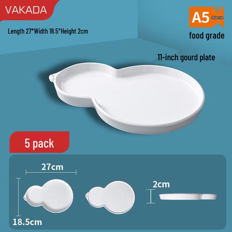 VAKADA Melamine Dinner Plates, 5-Pack