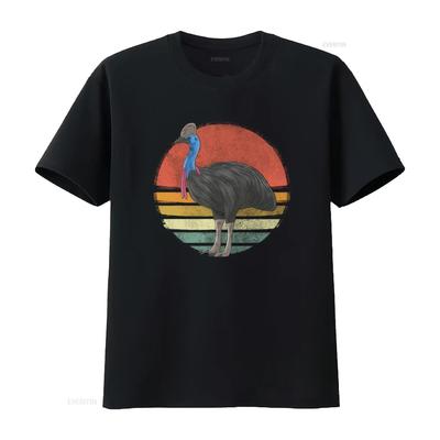 Vintage Cassowary Animal Retro Design T Shirt for Cassowaries Lovers Vintage Washed Streetwear Graphic Unisex Versatile Fashion