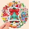 50Pcs Christmas Stickers - Hat  Elk Cartoon Graffiti For Diy Decor
