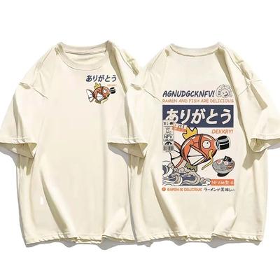 Pokémon Joint Shortsleeved Tshirt Magikarp Noodles Mens and Womens Summer Loose and Breathable Parentchild Top Clothing