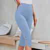 Women's Fashionable Solid Color High Waist Slimming Casual Elastic Waist Bottom Cropped Pants