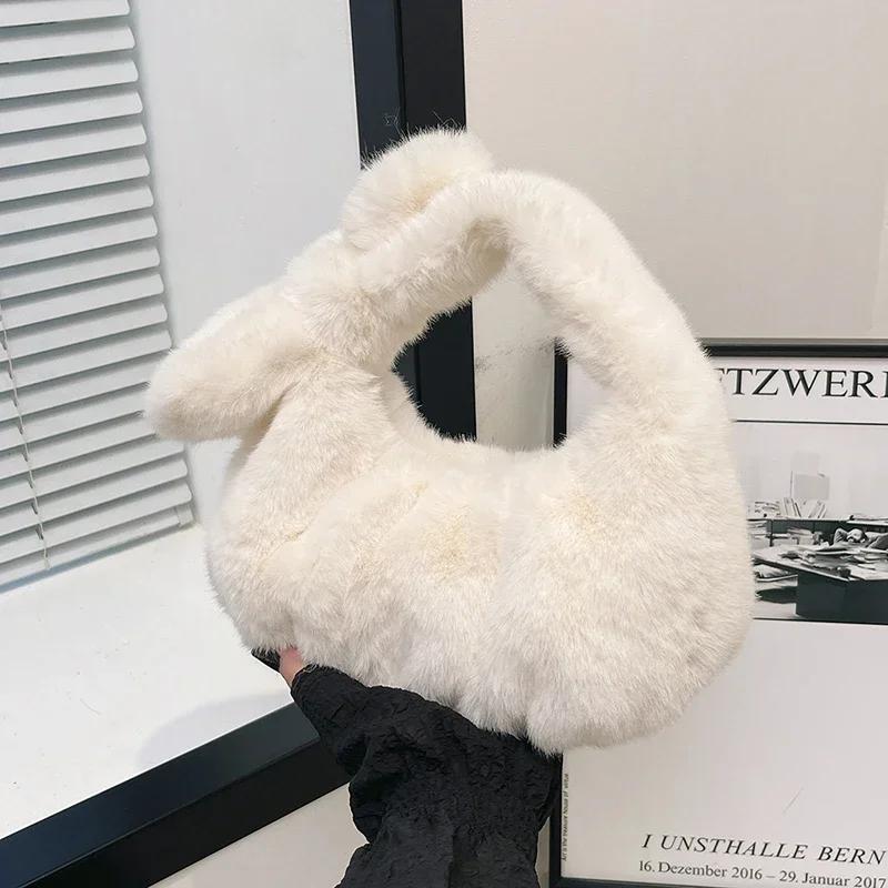 Doce estilo meninas pele fofa inverno estilo quente compacto portátil simples namoro bolsas