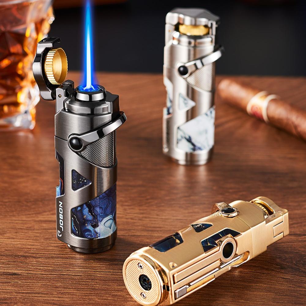 3-in-1 Multi-functional Cigar-specific Lighter When Used Moxibustion Directly Shoots Cigar Into Blue Flame Cigarette Accessories