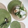 4PCS Woven Placemats Heat Insulation Mat Round Table Mats Dining Table Potholder Coaster Party Wedding Home Decoration Props
