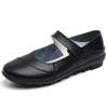 Spring New Korean Version Large-size Cowhide Women's Shoes Flat Casual Middle-aged and Old Mother's Shoes Velcro Single Shoes for Women